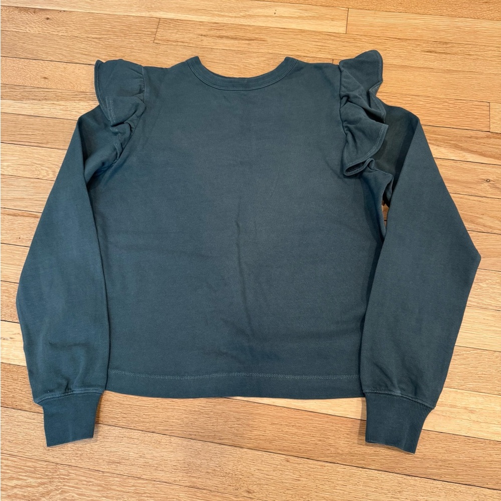 OLD NAVY Ruffled Shoulder Crewneck Sweatshirt - Deep Teal